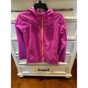 Columbia Kids Girls Pink Hooded Lightweight Windbreaker Jacket Size L 14‎ 16